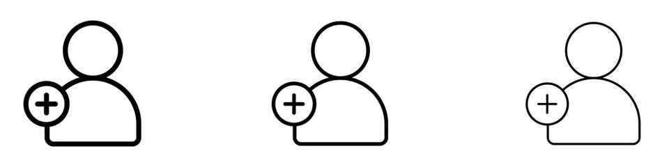New account icons. Thin linear graphic pictogram for website