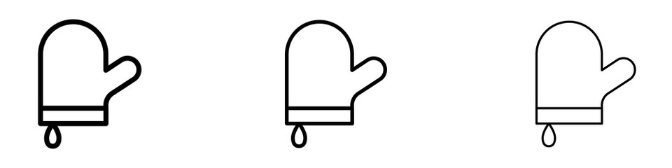Oven mitt icons. Thin linear graphic pictogram for website