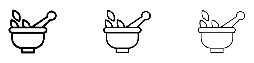 Herbal medicine icons. Thin linear graphic pictogram for website