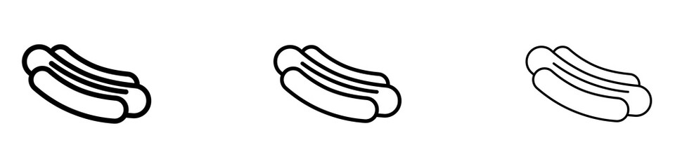 Hot dog icons. Thin linear graphic pictogram for website