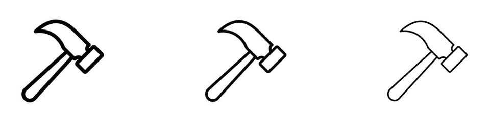 Hammer icons. Thin linear graphic pictogram for website