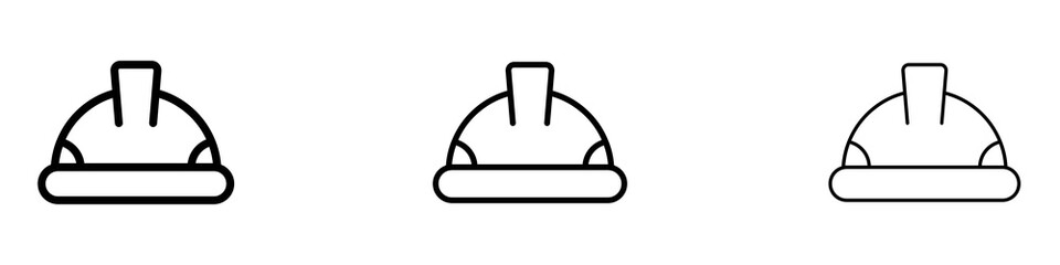 Hard hat icons. Thin linear graphic pictogram for website