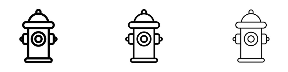 Fire hydrant icons. Thin linear graphic pictogram for website