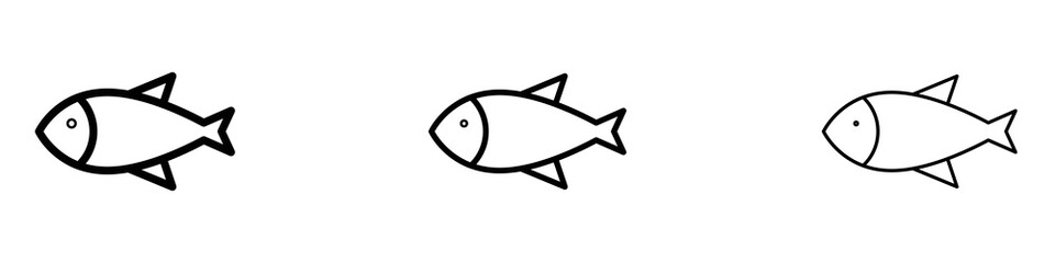 Fish icons. Thin linear graphic pictogram for website