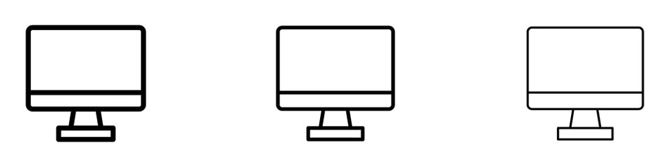 Desktop icons. Thin linear graphic pictogram for website