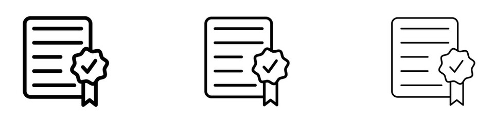 Diploma icons. Thin linear graphic pictogram for website