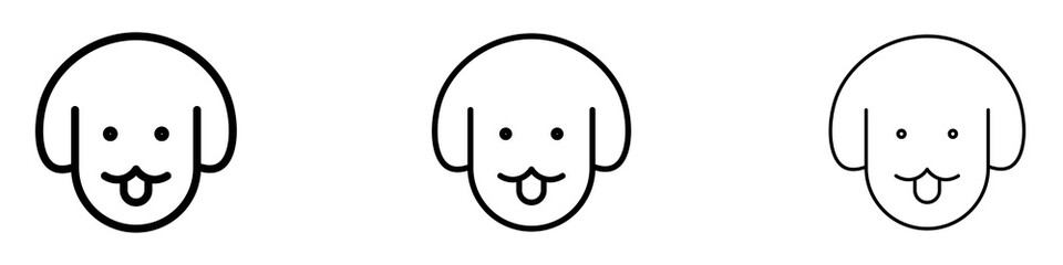 Dog icons. Thin linear graphic pictogram for website