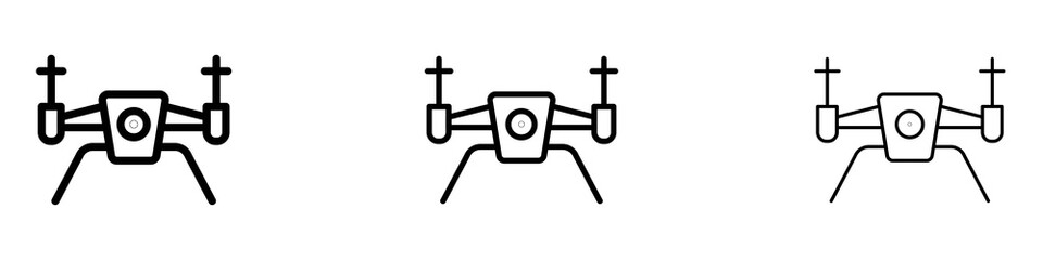 Drone icons. Thin linear graphic pictogram for website