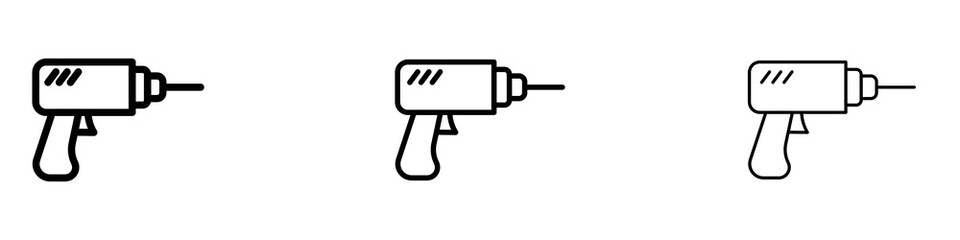Drill icons. Thin linear graphic pictogram for website