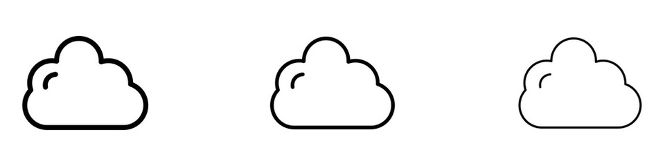 Cloud icons. Thin linear graphic pictogram for website