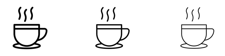 Coffee icons. Thin linear graphic pictogram for website