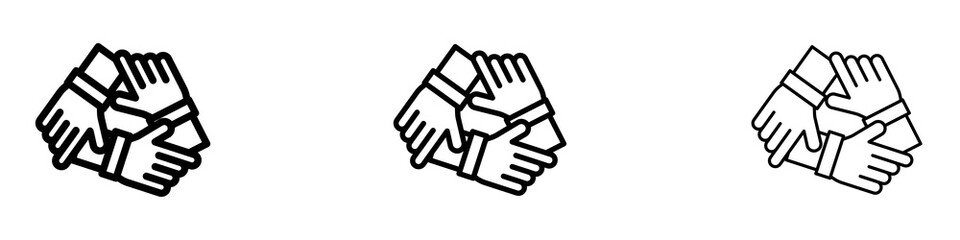 Collaboration icons. Thin linear graphic pictogram for website