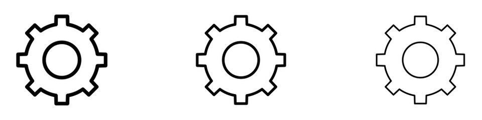 Cogwheel icons. Thin linear graphic pictogram for website