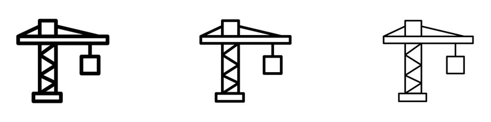 Construction crane icons. Thin linear graphic pictogram for website
