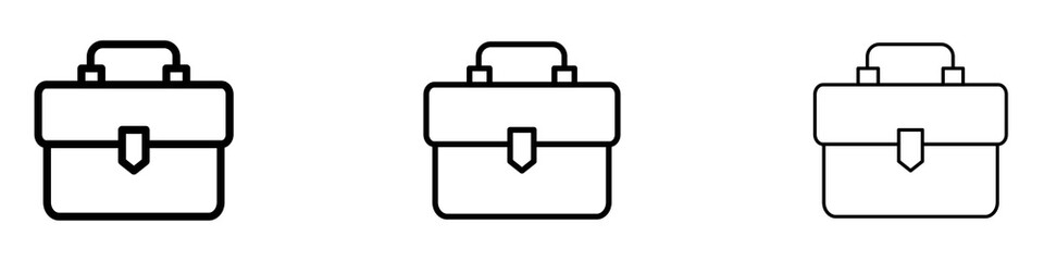 Briefcase icons. Thin linear graphic pictogram for website