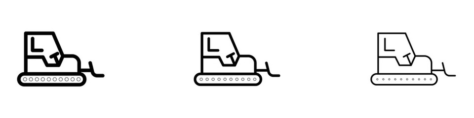 Obraz premium Bulldozer icons. Thin linear graphic pictogram for website