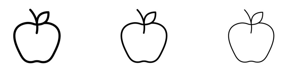 Apple icons. Thin linear graphic pictogram for website