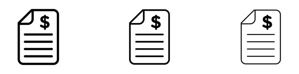 Bank statement icons. Thin linear graphic pictogram for website