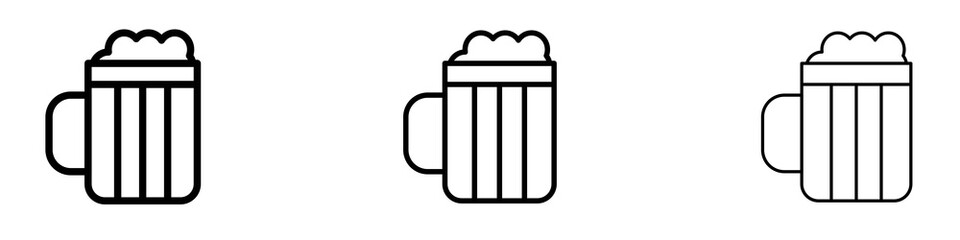 Beer mug icons. Thin linear graphic pictogram for website
