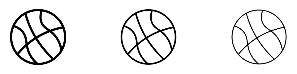 Basketball icons. Thin linear graphic pictogram for website
