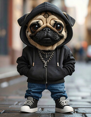 pug, perro, animal, mascota, cachorro, aislada, blanco, cuca, canino, engendrar, retrato, purasangre, personaje, 3d