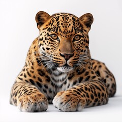 Obraz premium Majestic Leopard - Close-Up Portrait of a Powerful Feline in Its Natural Jungle Habitat. Stunning Wildlife Photography of Endangered Big Cats