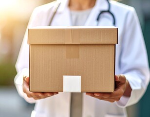Doctor holding a cardboard box (3)
