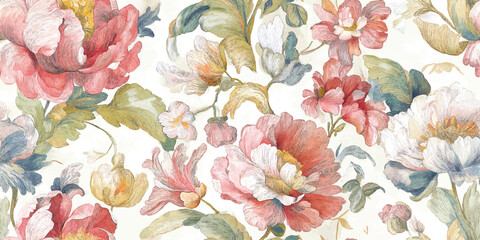 Elegant Modern Watercolor Floral Seamless Pattern. Soft Pastel Botanical Garden Bloom Design trendy design, textile, packaging, fabric, wallpaper, branding, stationery, wrapping paper interior decor