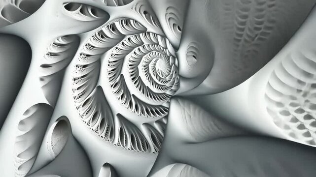 Spiral Shell Pattern Design and Fractal Illustration in Blue Water Waves