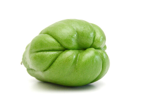 Chayote also known as chow chow and many other names isolated on white.