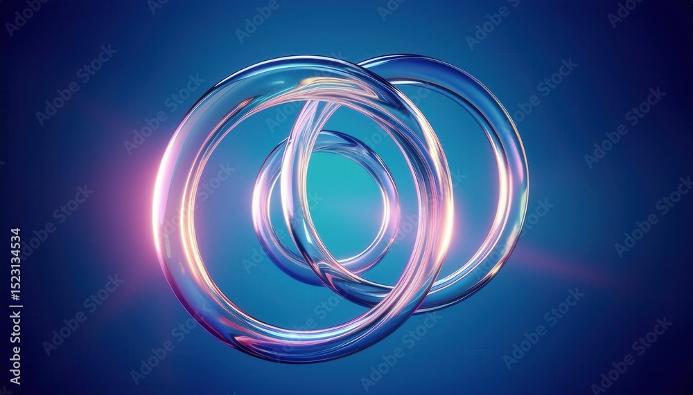 Aufkleber futuristic glass energy loop with glowing reflections and neon gradients for digital art, web design