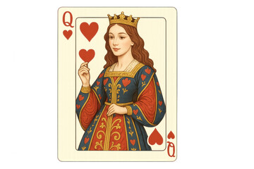Obraz premium Queen of Hearts playing card isolated on transparent background.