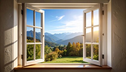 Mountain View from Open Window