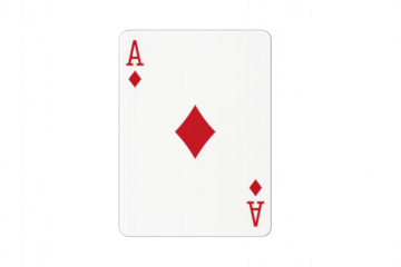 Red ace playing card isolated on transparent background.