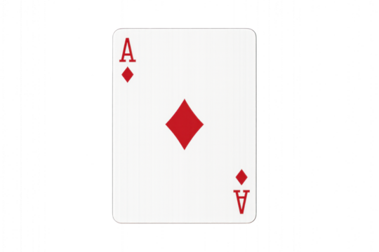 Red ace playing card isolated on transparent background.