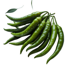 Green Chili Peppers Isolated on White background