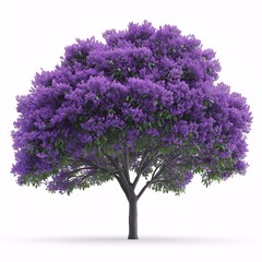 Obraz premium Purple Blossoms and Green Leaves. Vibrant Floral Display in a Picturesque Spring Landscape