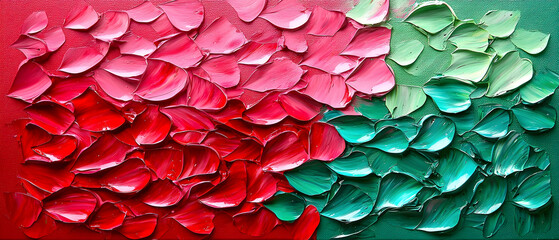 Abstract Impressionist Painting With Red Pink And Green Colors