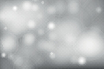 Abstract shining bokeh isolated on transparent background. Lights and sparks glitter glowing effect. Lens flare Christmas or New Year holiday card.