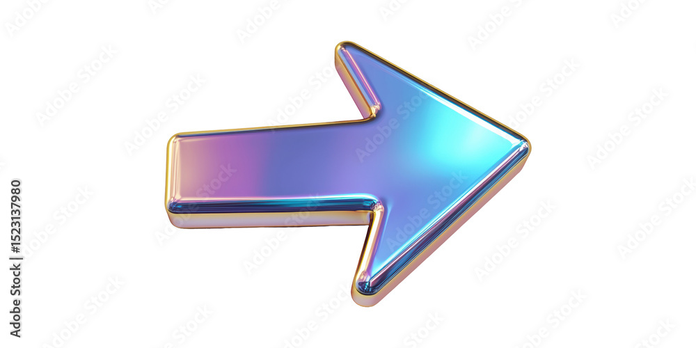 Poster colorful 3d arrow icon. directional symbol for navigation and user interface design isolated on tran