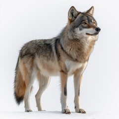 Obraz premium Grey Wolf Portrait. Majestic Wildlife in Natural Habitat - Fur, Eyes, and Pack Behavior Insights