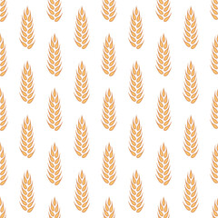 Vector Seamless Pattern with Agriculture Wheat and Cereal Ears. Organic Wheat, Rice Ear Design Template. Bread, Beer Packaging, Farming, Organic Food Concepts
