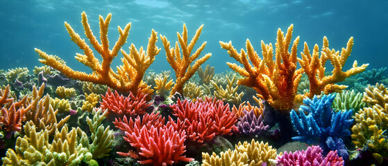 Vibrant Underwater Coral Reef With Colorful Branches