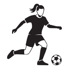 Female Soccer Player Kicking Ball Silhouette female soccer vector