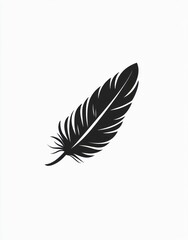 Obraz premium Simple black silhouette of a bird feather