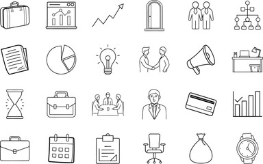 Business Icons Management, Finance, Strategy, Teamwork, Growth