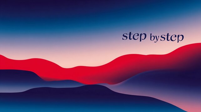 Clean motivational artwork centered around the words "step by step", designed for inspiring steady and thoughtful action.