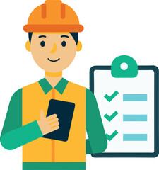 Safety Officer Conducting Hazard Assessment Using Digital Checklist