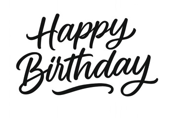 Happy birthday card with handwritten lettering in vibrant colors, isolated on transparent background.