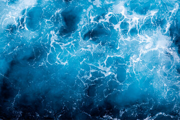 Sea surface background. Aerial view of mesmerizing foamy water. Can be used in covers, packaging, posters, textures, presentations, art, and design projects. Vibrant vector illustration.